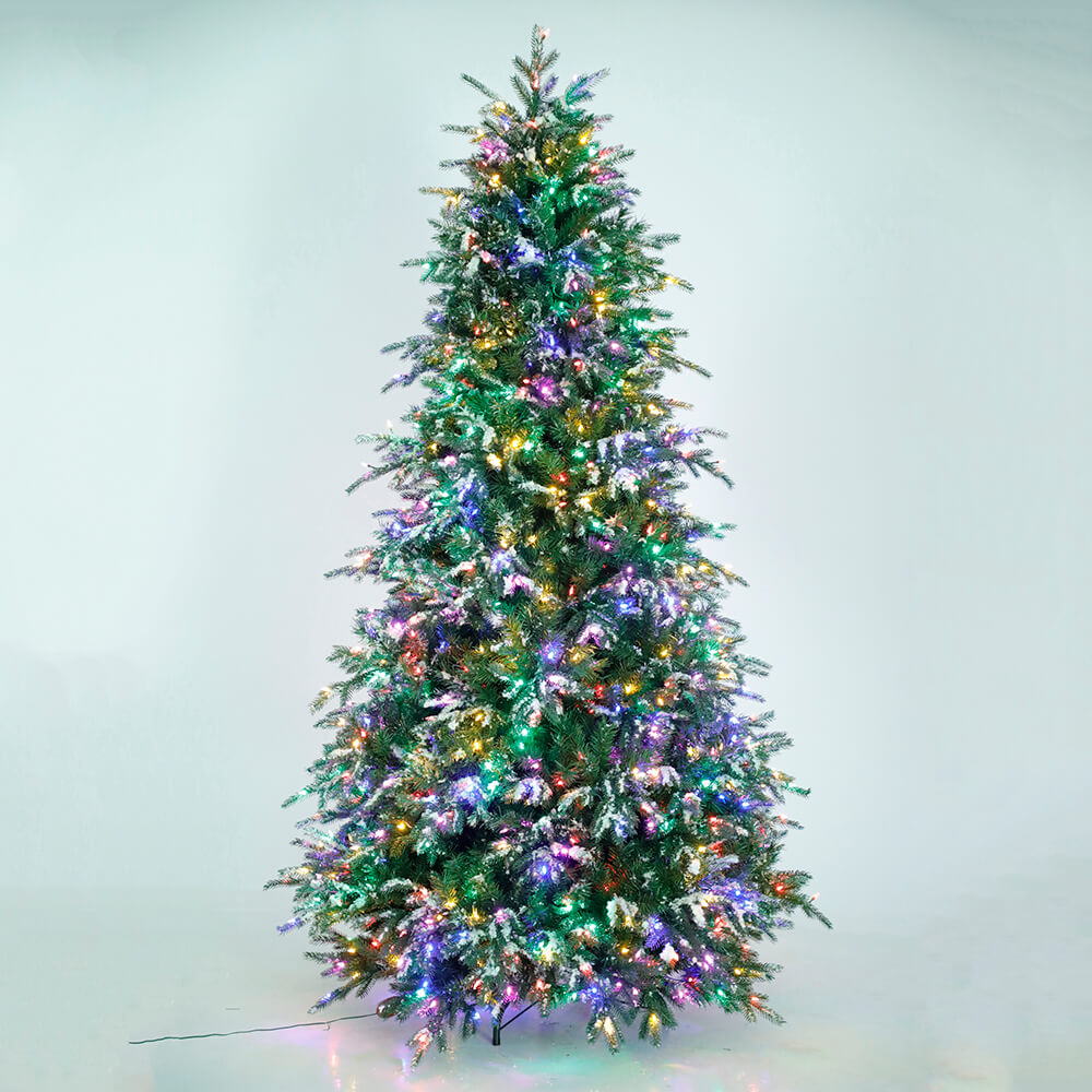Senmasine 7,5 ft Pe Pvc Sztuczne flokowane choinki z oświetleniem LED Zewnętrzna świąteczna dekoracja
