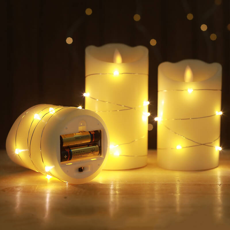 Senmasine 3 Stück flammenlose Kerze, batteriebetrieben, Fernbedienung, Timer, blinkende Flamme, echtes Wachs, LED-Kerzen