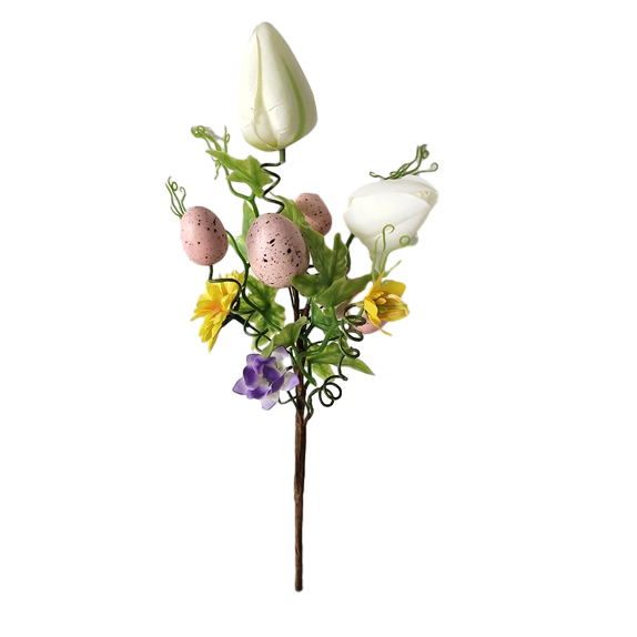 Senmasine 复活节精选与彩色泡沫蛋混合人造树叶兔子胡萝卜装饰