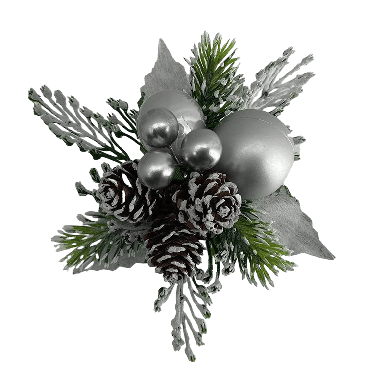Senmasine Frosted Christmas Pick mit glitzernden Tannenzapfen, künstliche Kiefern-Winter-Weihnachtsdekoration