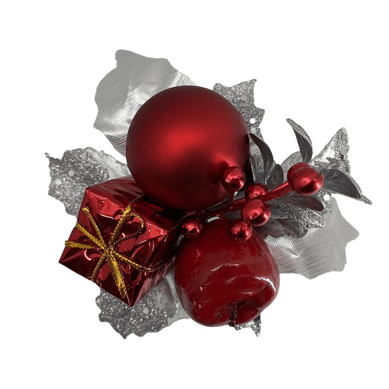 Senmasine Merry Christmas Pick met kunstmatige glitterbladeren Takken Kerstbal Geschenkdoos Winterdecoratie
