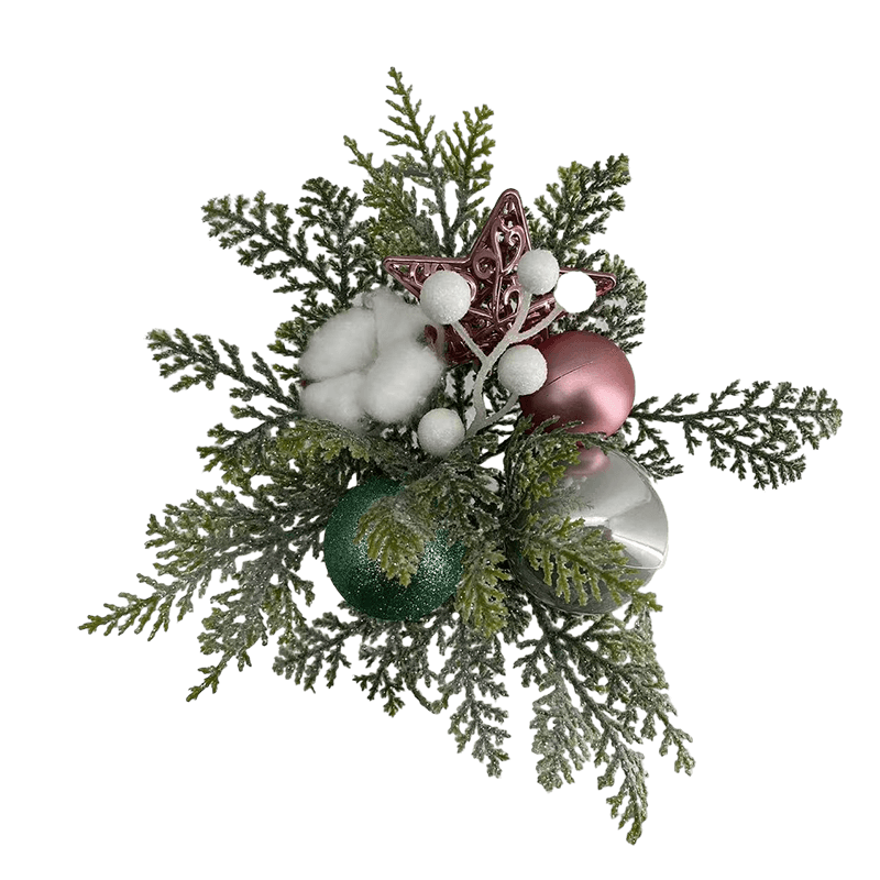 Plettri natalizi artificiali Senmasine con palline di palline glitterate, decorazioni natalizie per le vacanze invernali