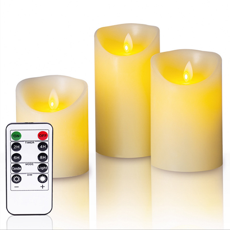 Senmasine LED 白色无焰蜡烛带遥控真蜡柱 LED 闪烁蜡烛