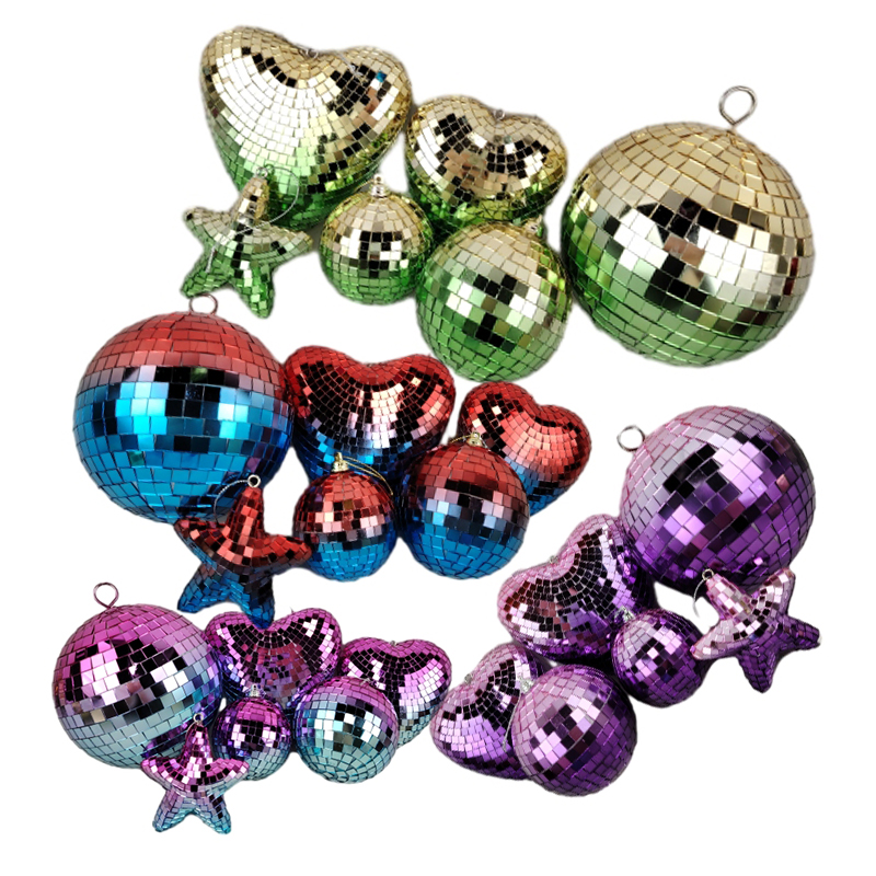Senmasine pendurado espelho bola de discoteca para festa festival decoração 7.5-30cm redondo coração estrela em forma de tamanhos diferentes