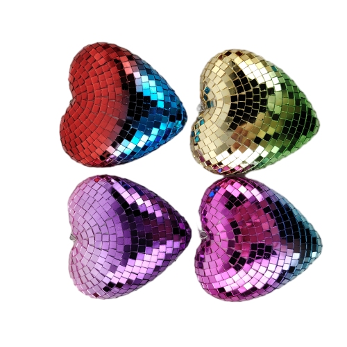 Bola de discoteca Senmasine con forma de corazón para colgar, varios colores, 11cm, 13,5 cm, decoración para fiestas y festivales
