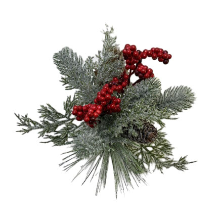 Senmasine pine floral picks with pinecone red berries artificial leaves mixed ball DIY ornaments decoration