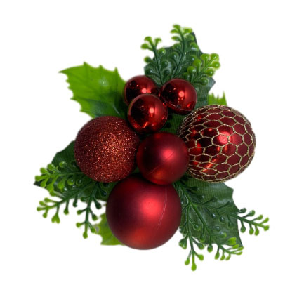 Senmasine – pics de noël rouges, boules d'ornement avec feuilles artificielles, pomme de pin, décoration DIY pour vacances d'hiver