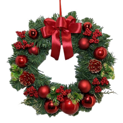 Senmasine 30 cm 50 cm Weihnachtskranz an der Tür für Feiertage, zum Aufhängen, dekorative gemischte Schleifen, Ornamente, Weihnachtskugel