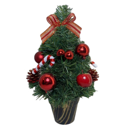Senmasine 30cm choinka na stół bożonarodzeniowy z kokardkami Ozdoby kulkowe kwiaty poinsecji szyszka dekoracja świąteczna
