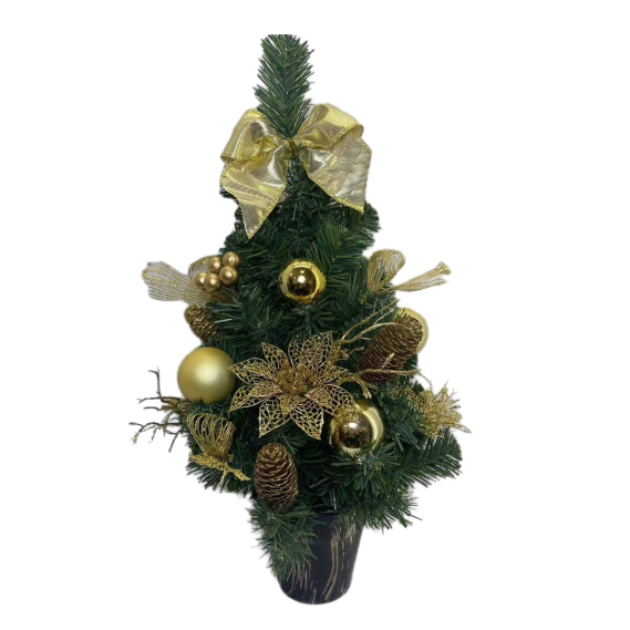 Senmasine 50 センチメートルテーブルクリスマスツリー弓付き松ぼっくりホーム屋内ホリデー卓上装飾