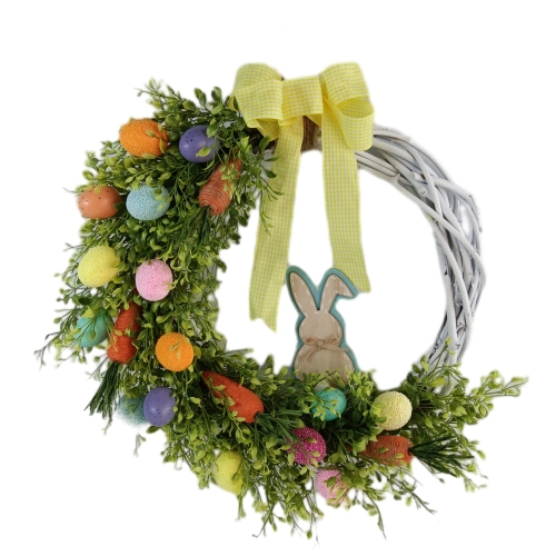 Senamsine printemps décoration de la maison fleurs artificielles plantes pâques lapin couronne mixte verdure jardin