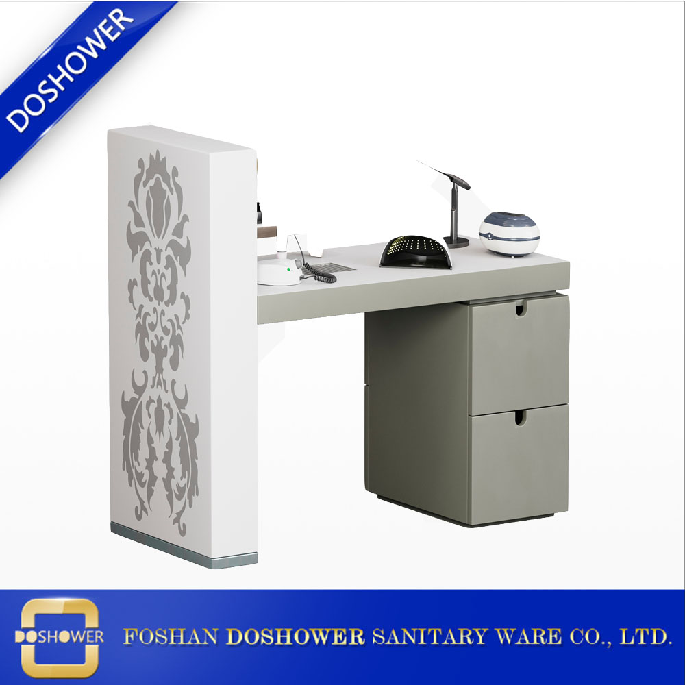 الصين مكتب مانيكير الجمال مع صالون مانيكير طاولة معدنية مكتب الأظافر DS-J142 من تصميم متجر أثاث الأظافر المهنية