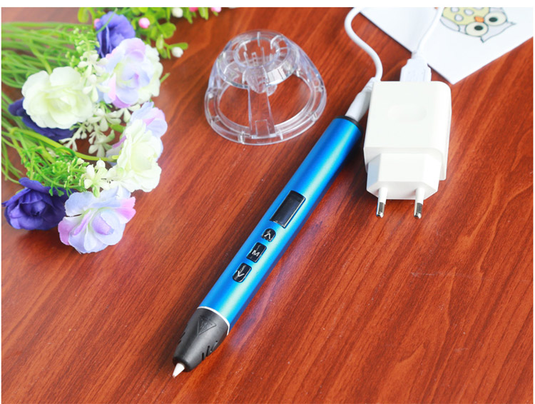 قلم رسم ثلاثي الأبعاد رفيع عالي الجودة يتصل ببنك الطاقة بقابس محول الولايات المتحدة/الاتحاد الأوروبي/المملكة المتحدة/أستراليا مع كابل USB