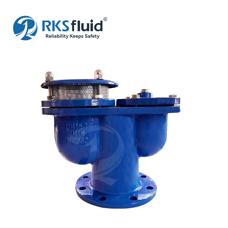 Válvula de liberación de aire de doble bola de hierro dúctil DN150 de alta calidad GGG50 PN16 para aguas residuales