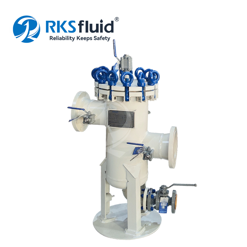 RKSfluid 10 Inch Stainless Steel Large Flow Industrial Basket Filter Housing Customized for Water Treatment