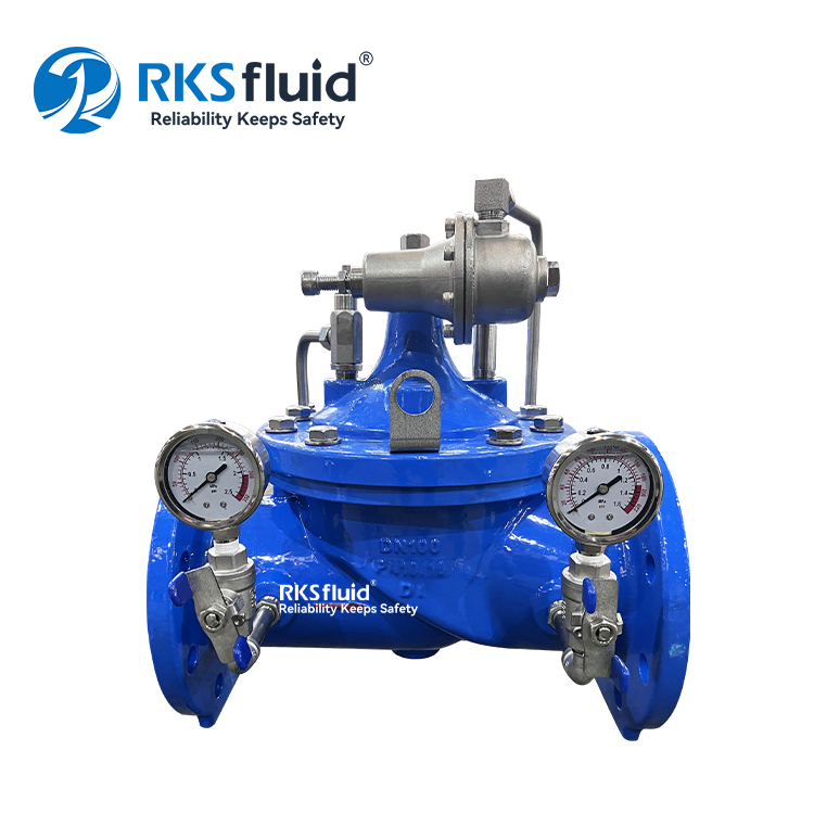 Réducteur de pression piloté en fonte ductile personnalisé DN100 PN16 pour le contrôle du débit des canalisations d'eau