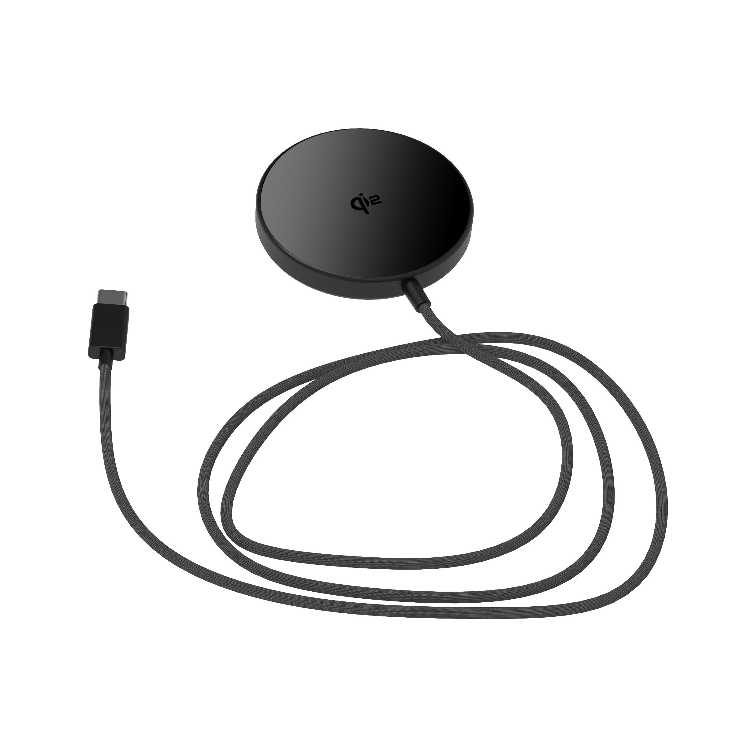 铝合金底座 Qi2 15W 快速磁性无线充电器，带可定制内置 USB-C 输入充电线 (MH-D51)