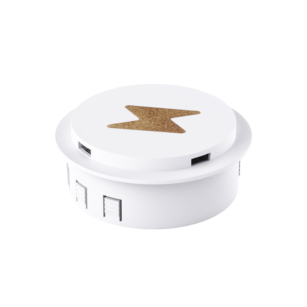 创新型嵌入式家具无线充电器，具有弹出式可伸缩设计和双 USB 充电端口，适合办公桌使用 (MH-D27)