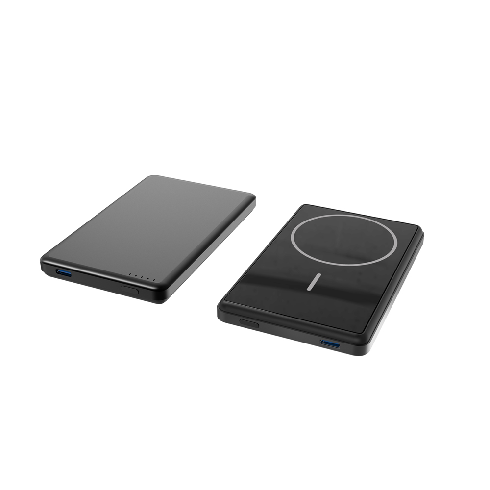 Design ultrasottile con base in materiale in lega di alluminio Power Bank wireless veloce magnetico 5000 mAh per tutti Si collega automaticamente agli iPhone (MH-P22)