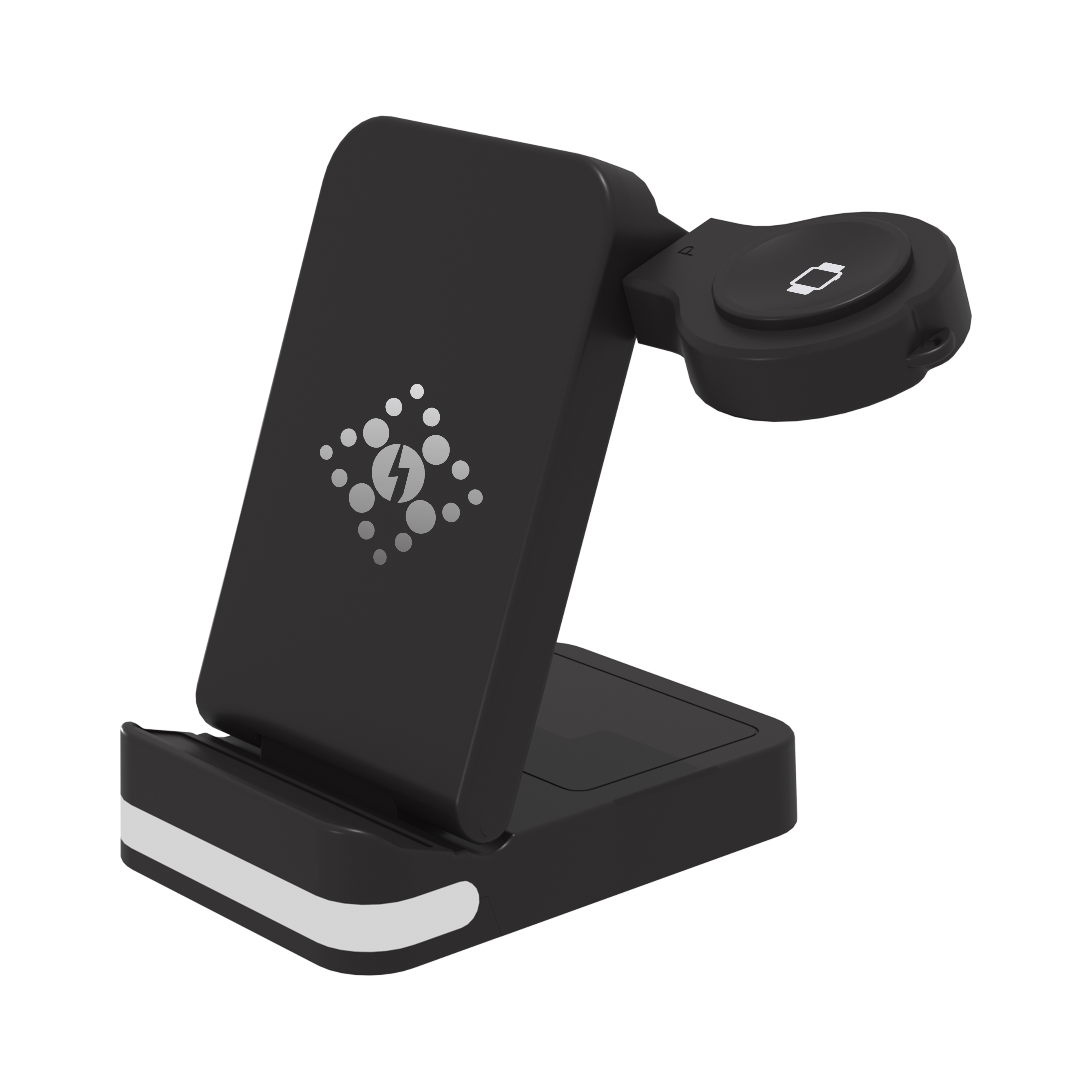 Stazione di ricarica wireless pieghevole multifunzionale con luce notturna touch e modulo USB rimovibile per la ricarica di iWatch o Galaxy Watch (MH-Q450)