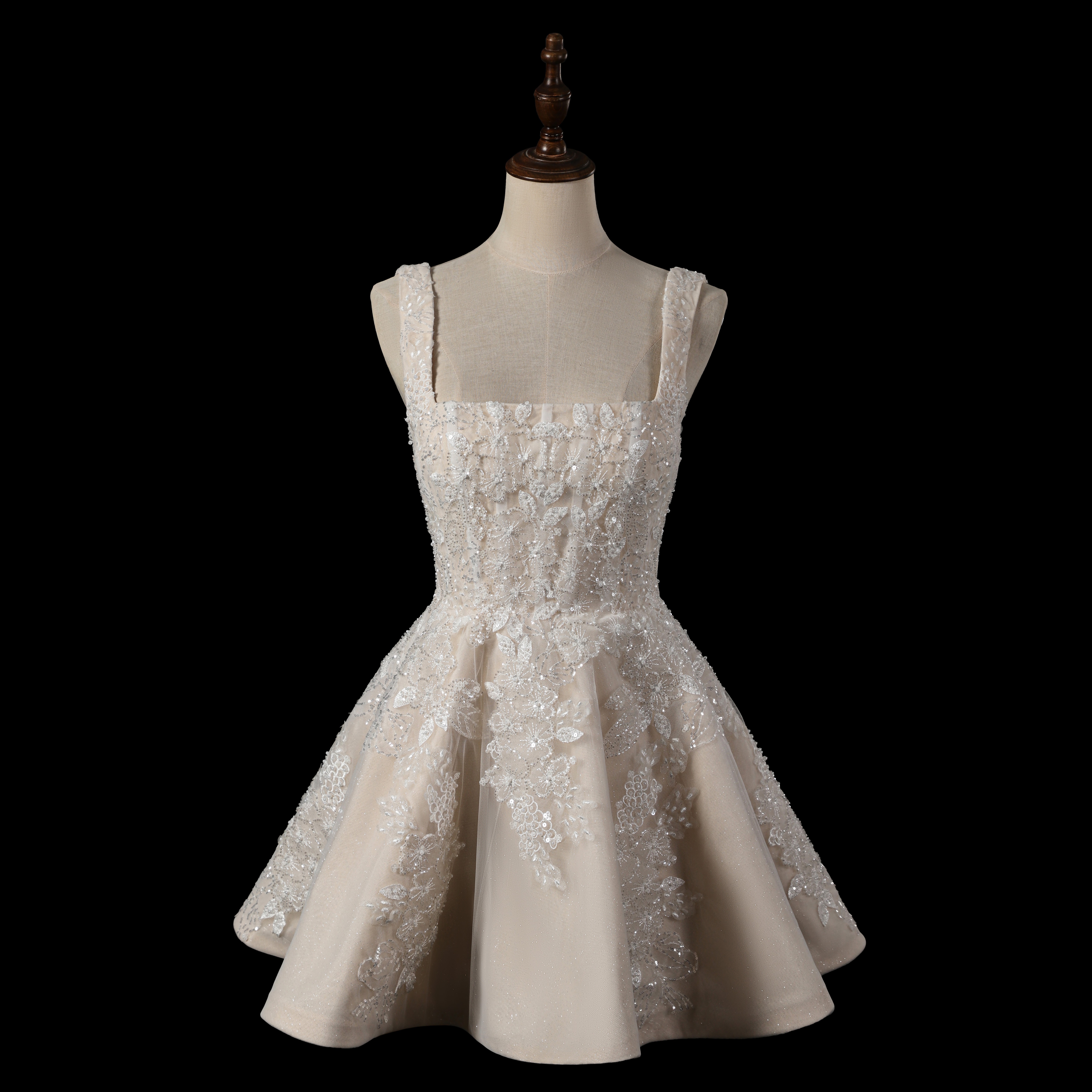 szampan bez pleców A-Line Lace Slip Krótka suknia ślubna