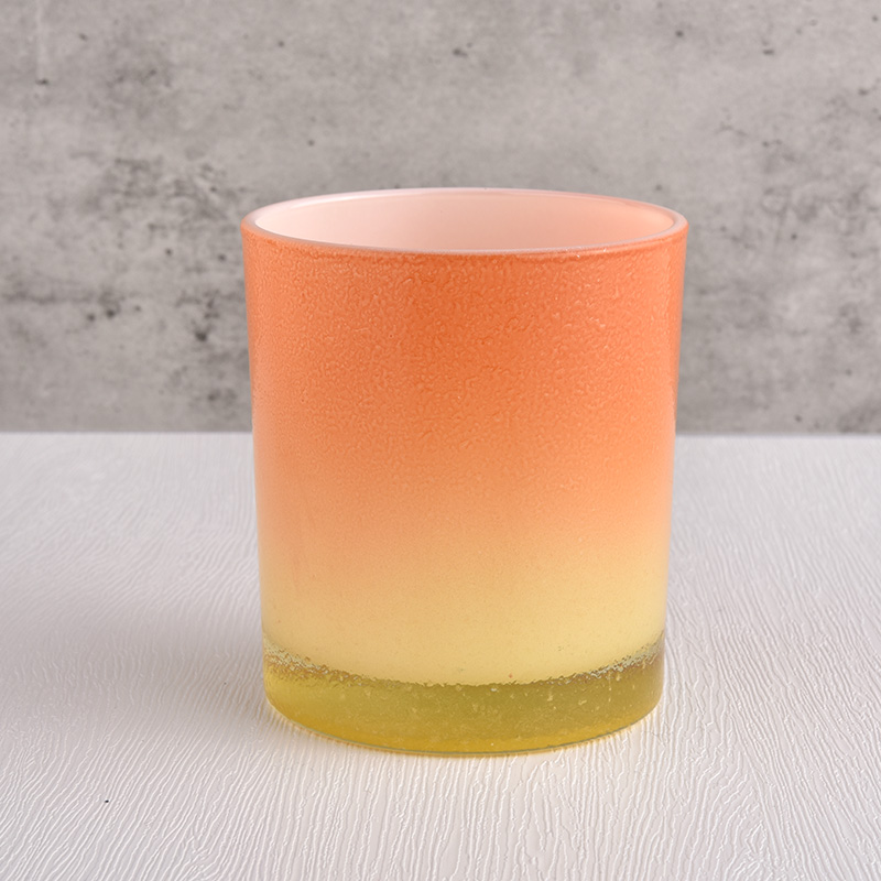 8oz 10oz gradient color glass candle vessel for making with decoration in bulk