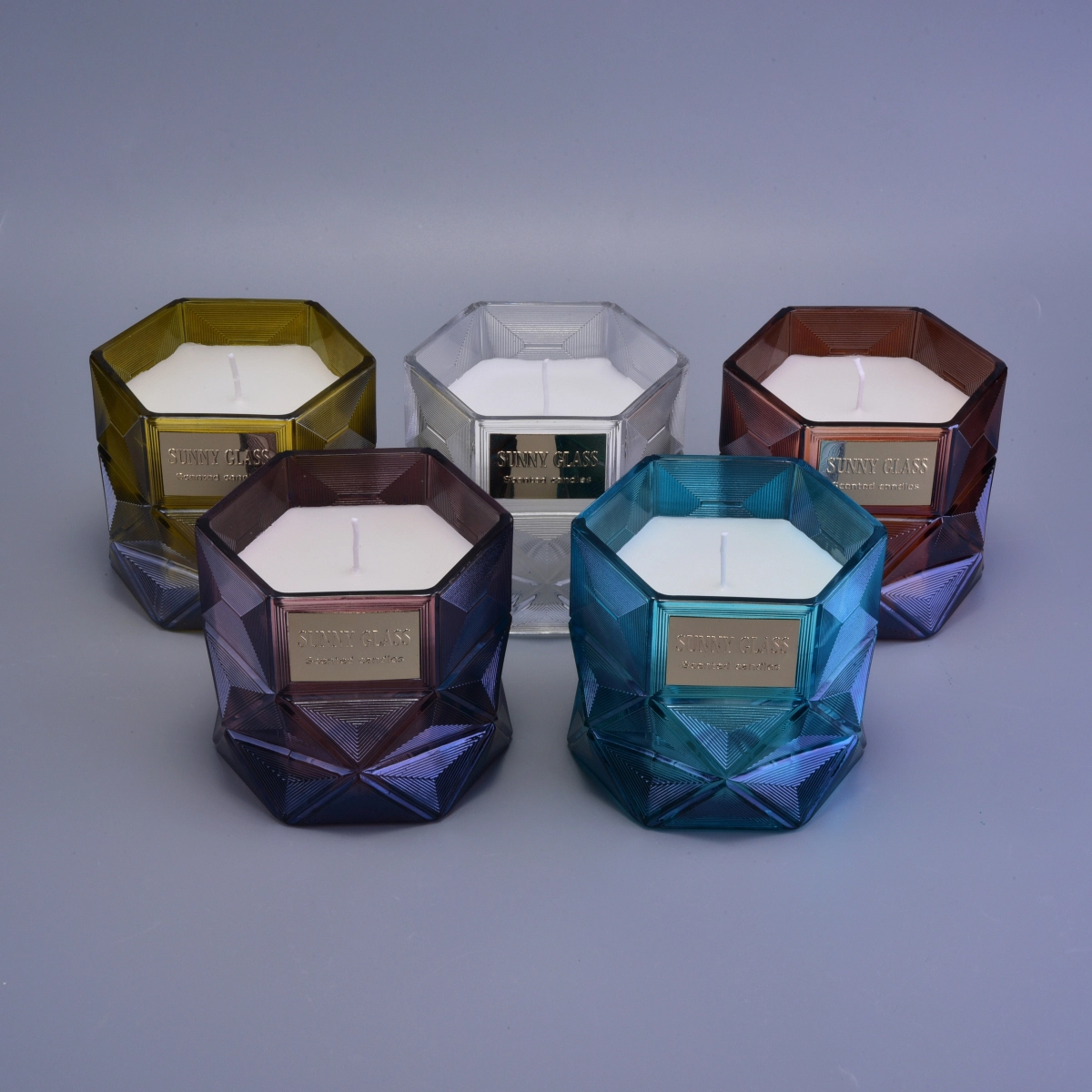 Luxury hexagon empty candle jars for candle making