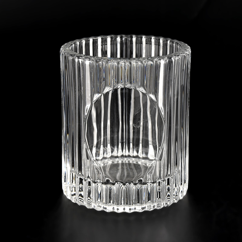 Private Label Glass Candle Holders Luxury Embossed Glass Candle Jars