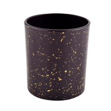 China Decorative gold printing black glass candle jars wholesale manufacturer