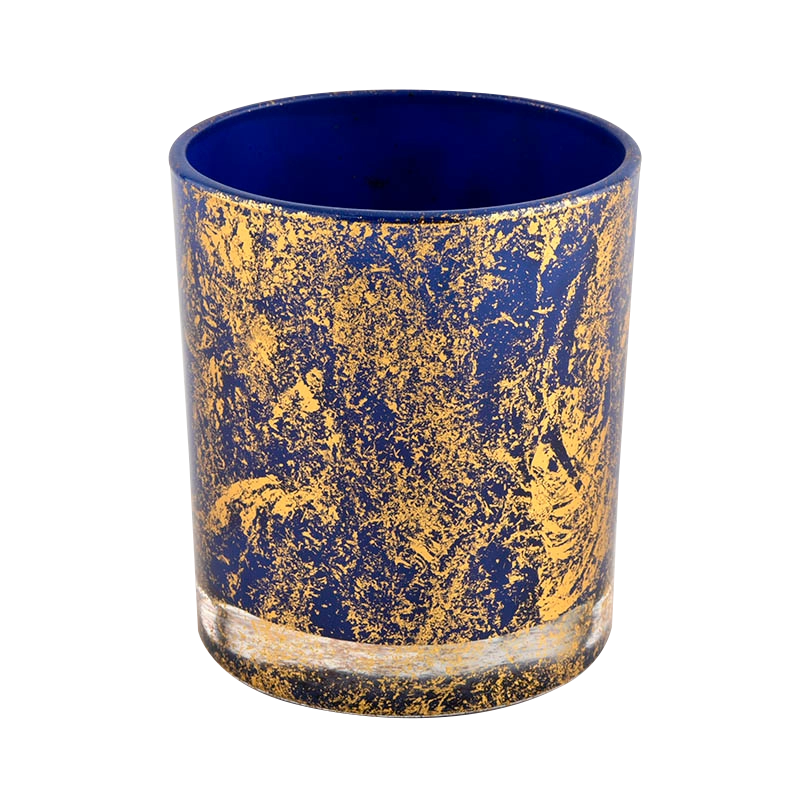 China Decorative blue glass jar candle vessel for gift in bulk manufacturer
