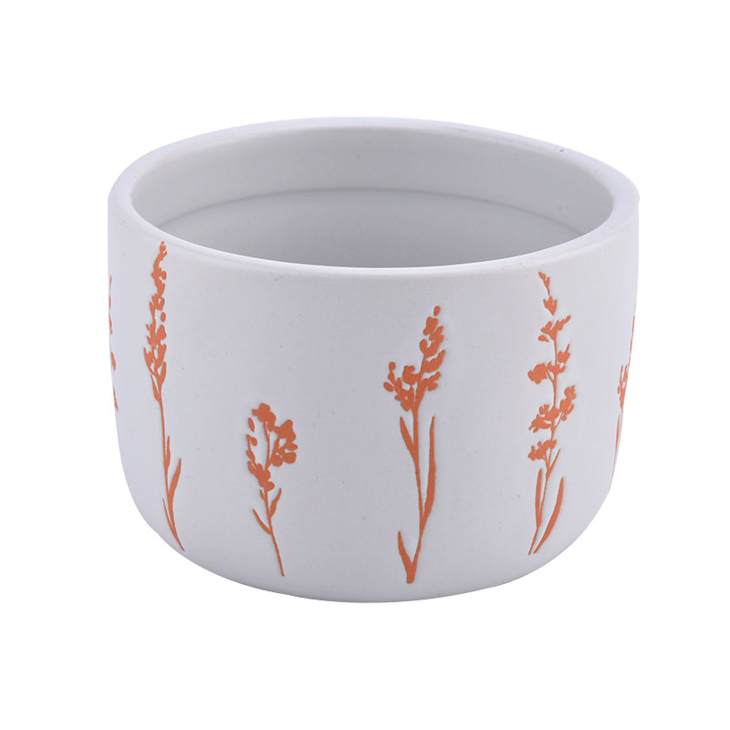 14oz cylinder flower ceramic candle jar  wholesale