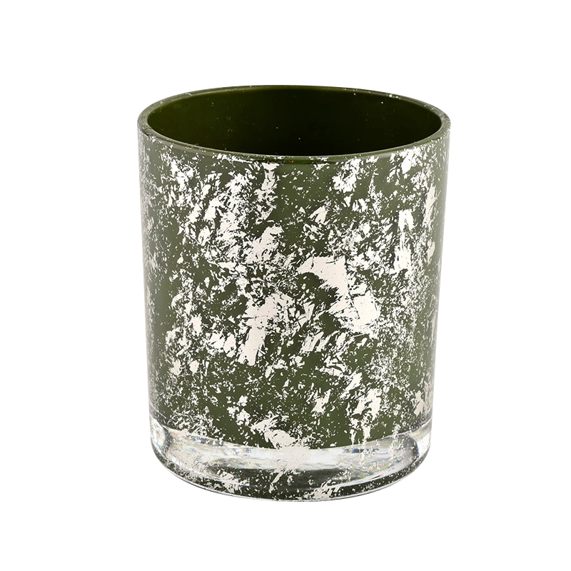 China Wholesale home green glass candles container matte candle vessels for decorative manufacturer