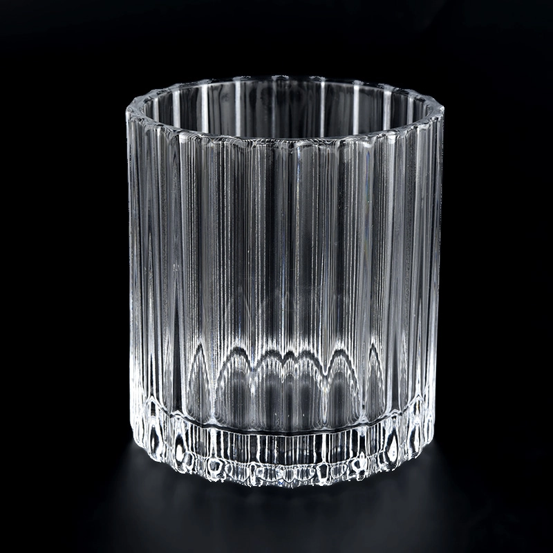 China popular stripe glass candle jar round candle vessel supplier manufacturer