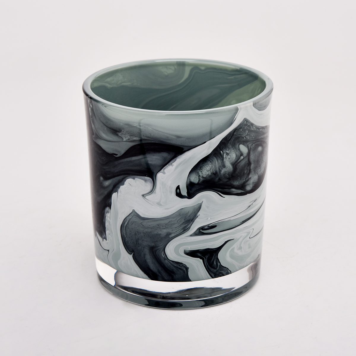 New design pattern 300ml luxury white glass candle jar wholesale