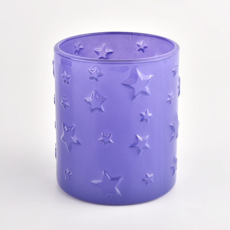 custom glass candle jar purple candle holder manufacturer