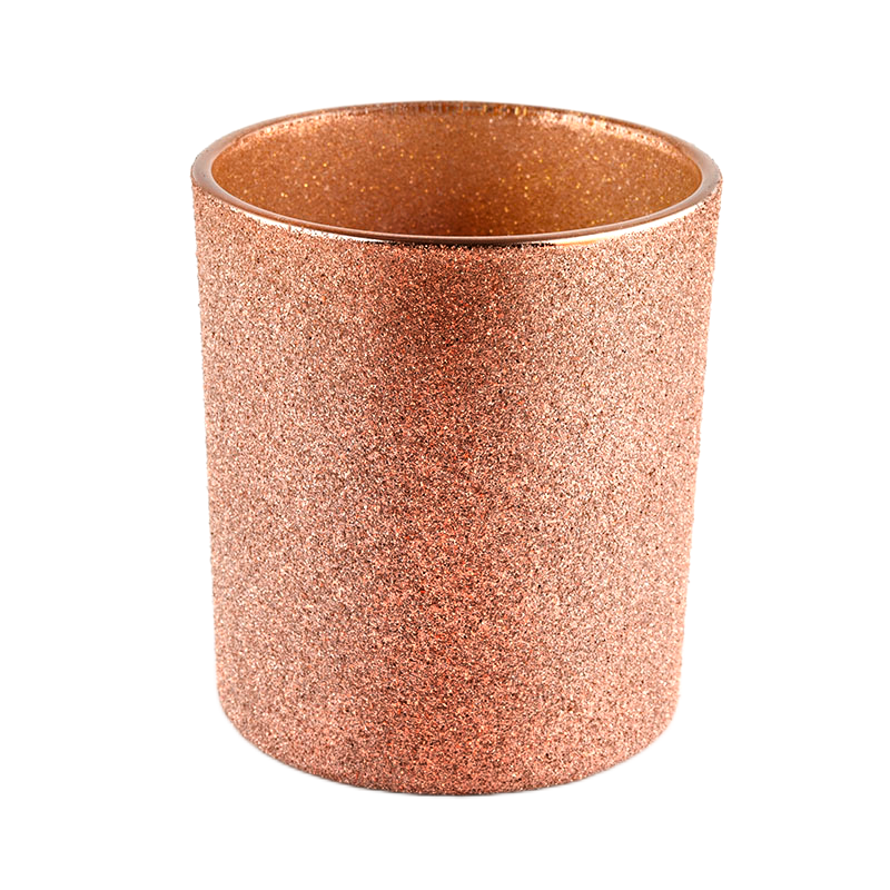 Wholesale Unique Empty Sanding Copper Glass Candle holder