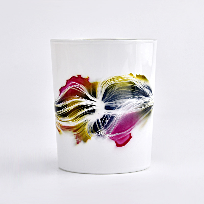 white Glass Candle Jar custom design glass vessel wholesale
