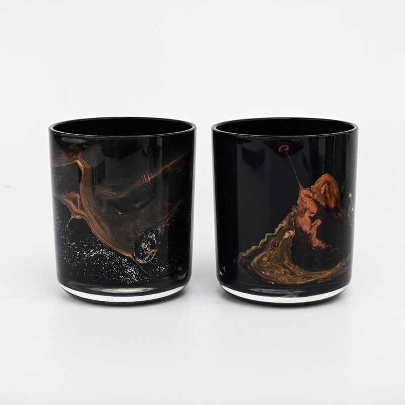 luxury black glass candle vessel with round bottom 10 oz glass jar supplier