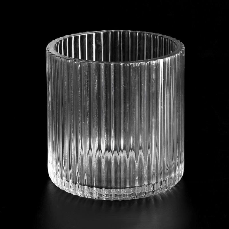 Striped Pattern Glass Candle Jars Glass Candle Holders For Candle Making