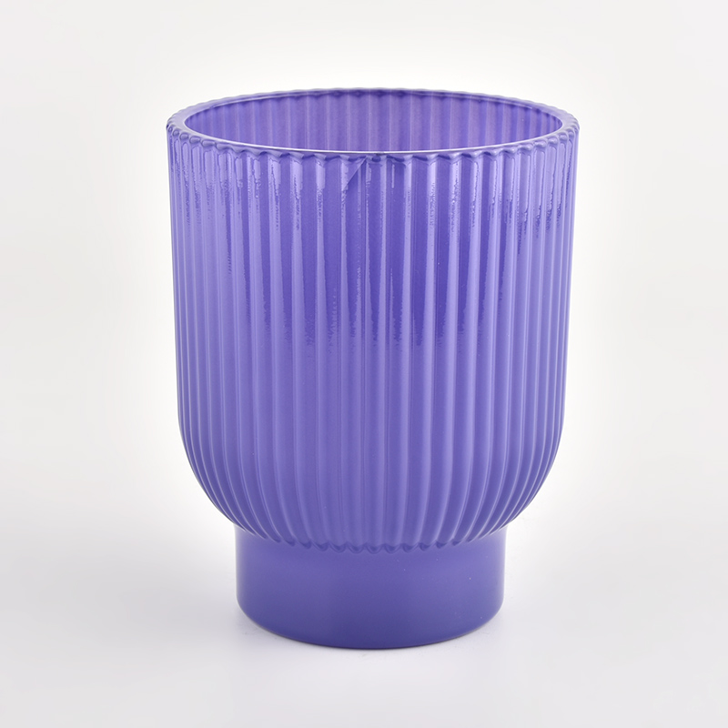 Ribbed Glass Jar for Drinking or Candle Making Ribbed Glass Candle Jars For Sale