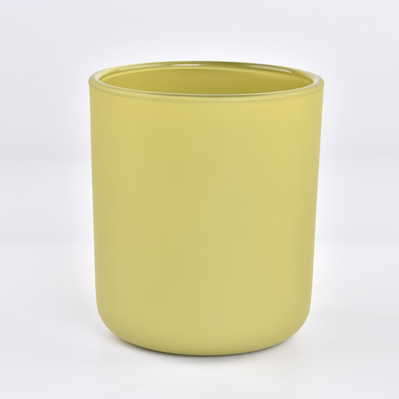 Popular frosted green glass candle holder for home decor