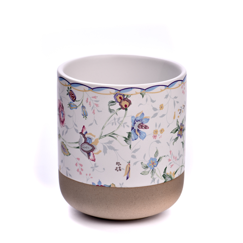 round ceramic candle jar with custom design wholesale