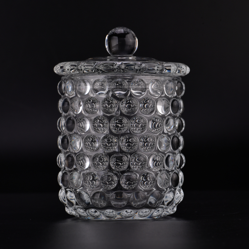 Dots Pattern Glass Candle Vessel with Lids Wholesale