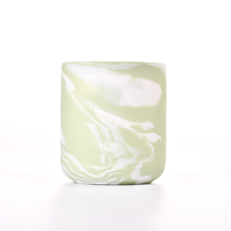 Custom Candle Vessel Marble Glazing Ceramic Scented Candle Container