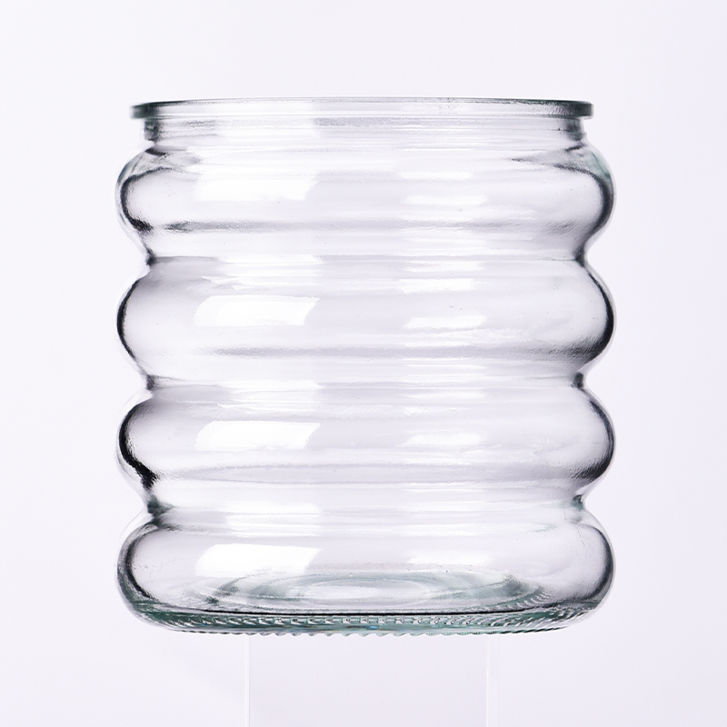 Unique design glass candle jar clear glass candle holder