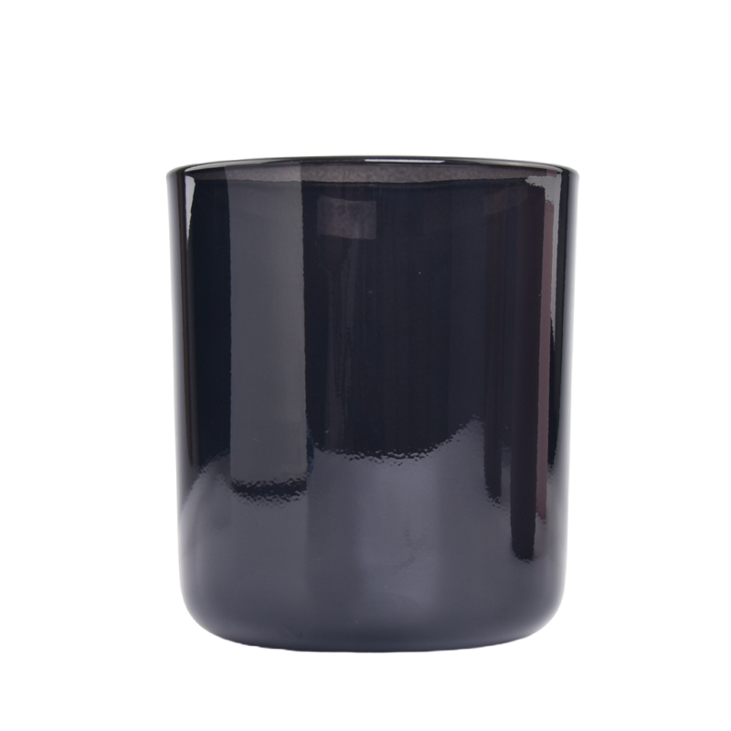 Black Glass Candle Holders 15oz Glass Candle Vessels