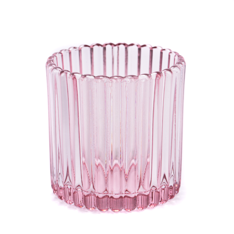Pink Glass Candle Vessels 9oz Wax Capacity Glass Candle Holders