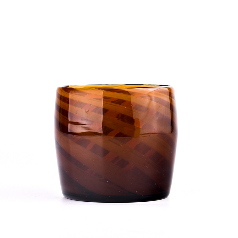 400ml Round Amber Glass Candle Container with home decor