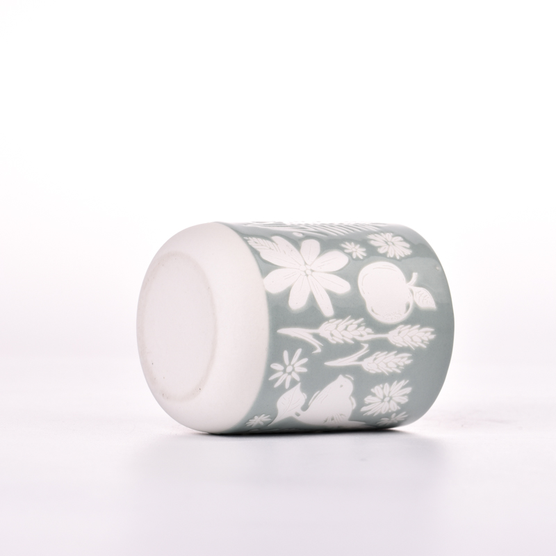 Unique embossed Ceramic Candle Jars Home Decoration