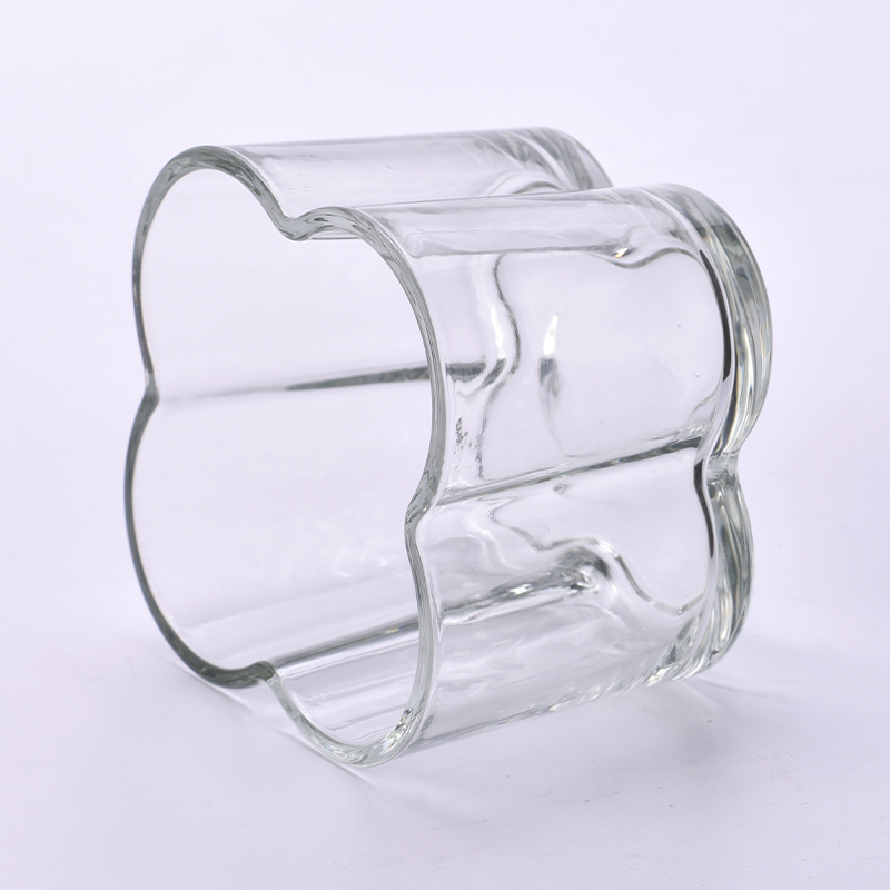Clear flowers shape glass candle vessel wholesale